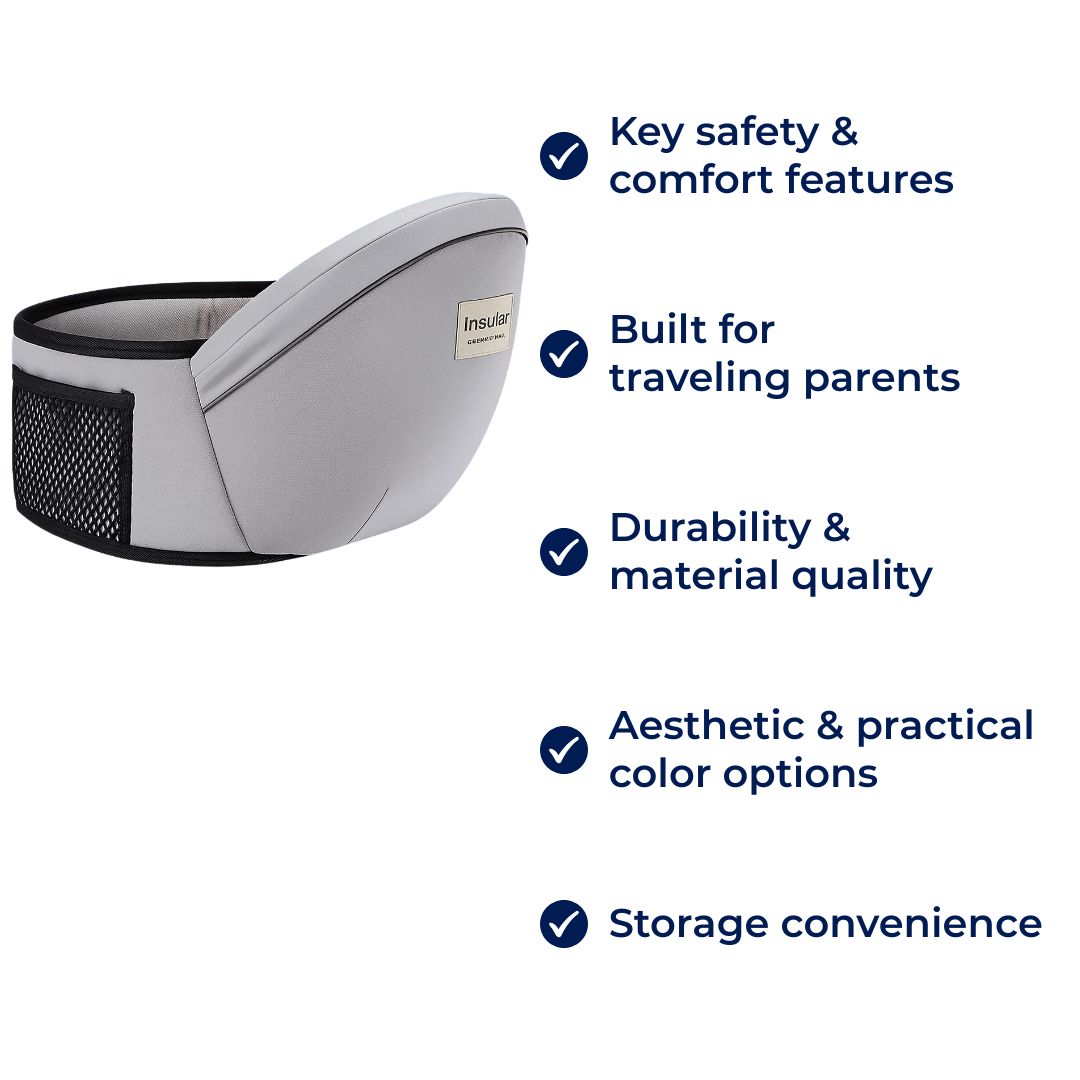 SureCarry | Ergonomic Hip Seat Baby Carrier – Balanced Weight Distribution – Tear-Resistant Nylon – Hands-Free Support for Traveling Parents Stornfield