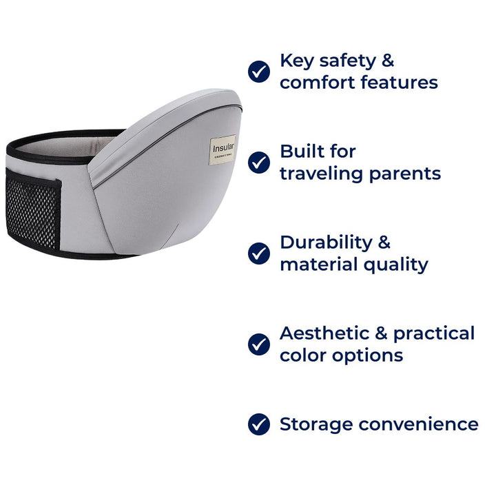 SureCarry | Ergonomic Hip Seat Baby Carrier – Balanced Weight Distribution – Tear-Resistant Nylon – Hands-Free Support for Traveling Parents Stornfield