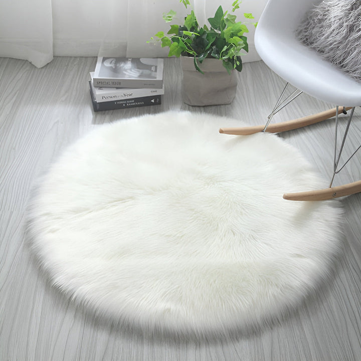 Round Plush Bedroom Floor Rug | Stornfield