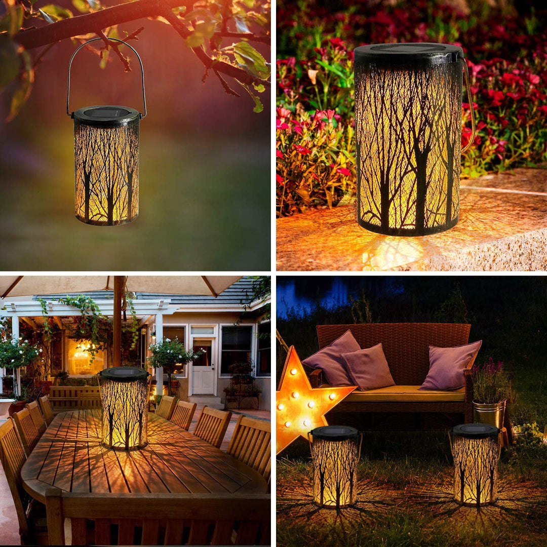Modern Art Deco Solar Cylinder Skeleton Lantern Iron LED Outdoor Landscape Light For Garden | Stornfield