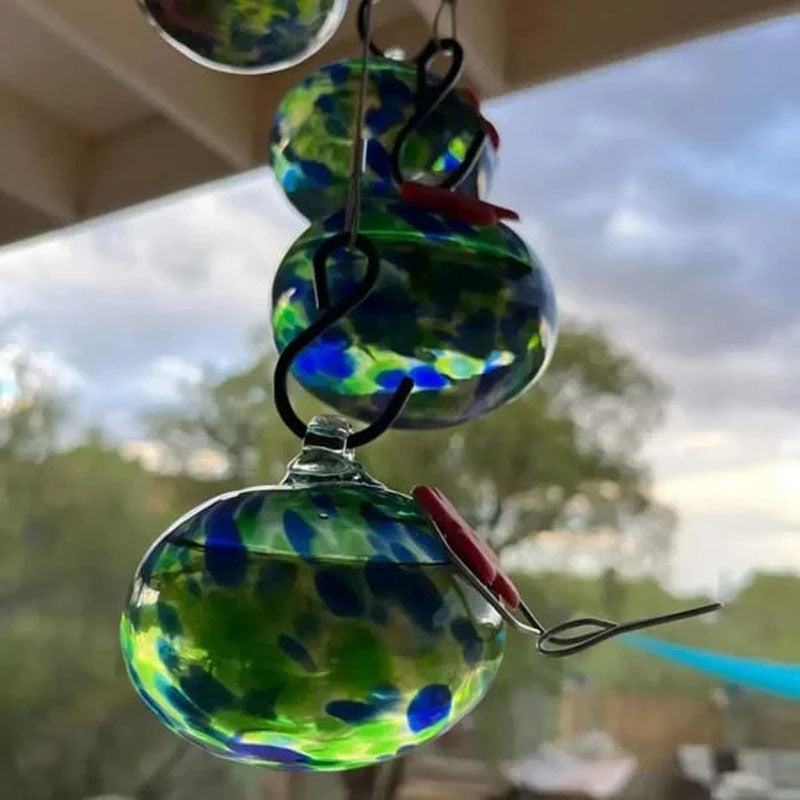 ChimeFeeder Hand Blown Glass Hummingbird Feeder with Stornfield Chime
