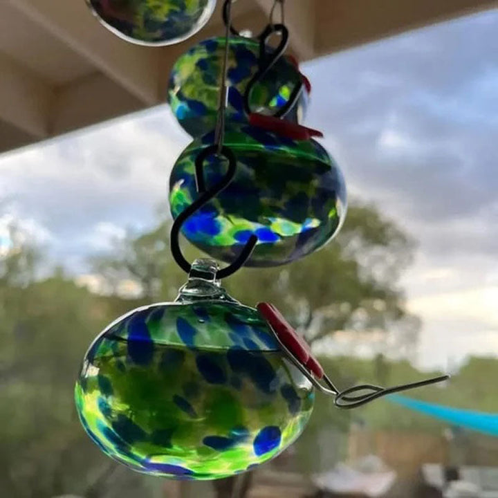 ChimeFeeder Hand Blown Glass Hummingbird Feeder with Stornfield Chime