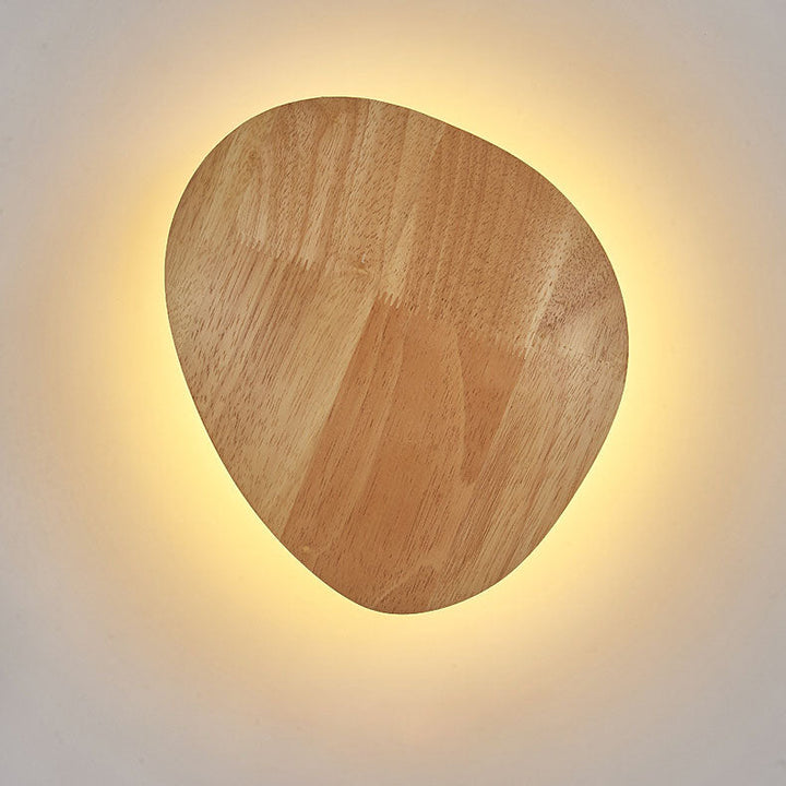 Stornfield | Modern Minimalist Irregular Oval Round Wood LED Wall Lamp for Living Room