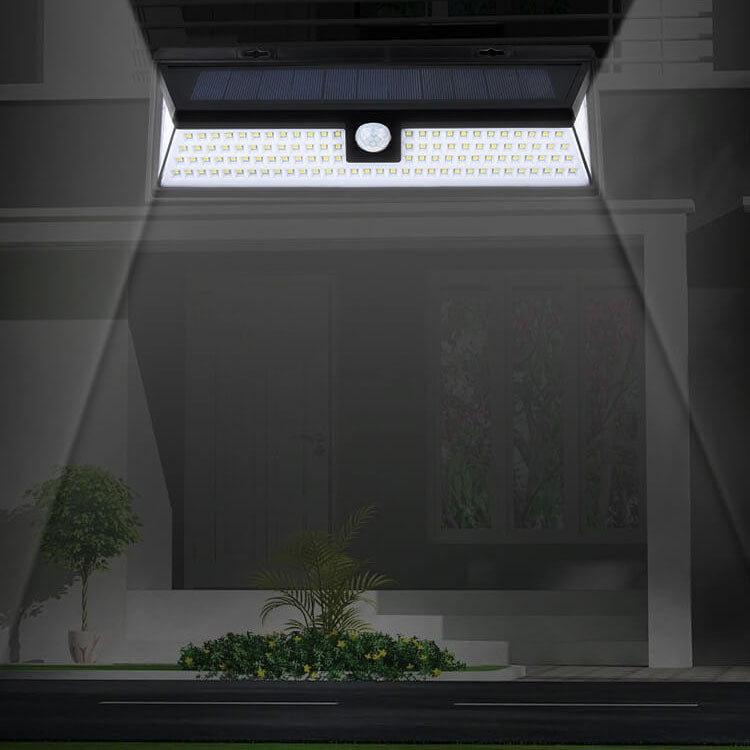 Modern Black Rectangular Human Sensor Solar Waterproof Outdoor Garden LED Wall Light | Stornfield