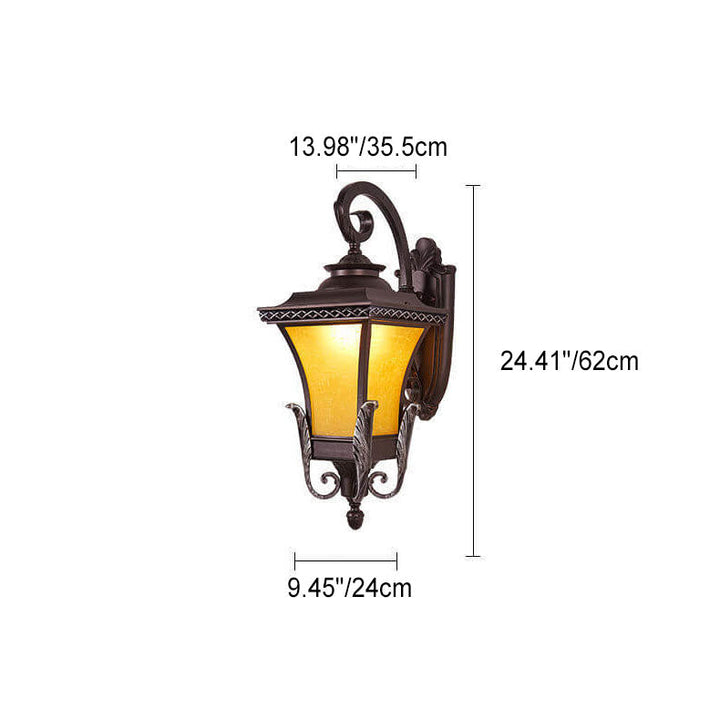 European Vintage Outdoor Square Cage Aluminum Glass 1-Light Wall Sconce Lamp | Stornfield