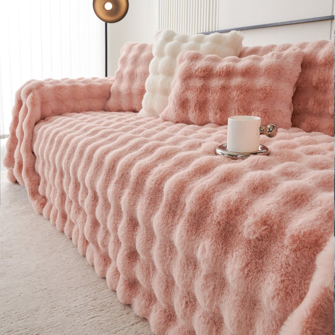 Luxe Ripple Faux Fur Sofa Cover - Modern, Stylish & Durable Sofa Protection | Stornfield