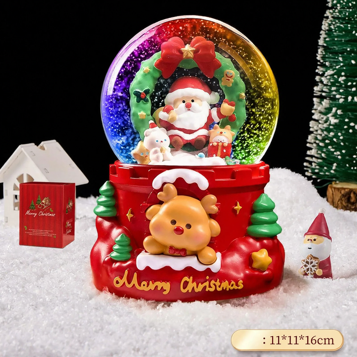 Christmas snow globe with light and music