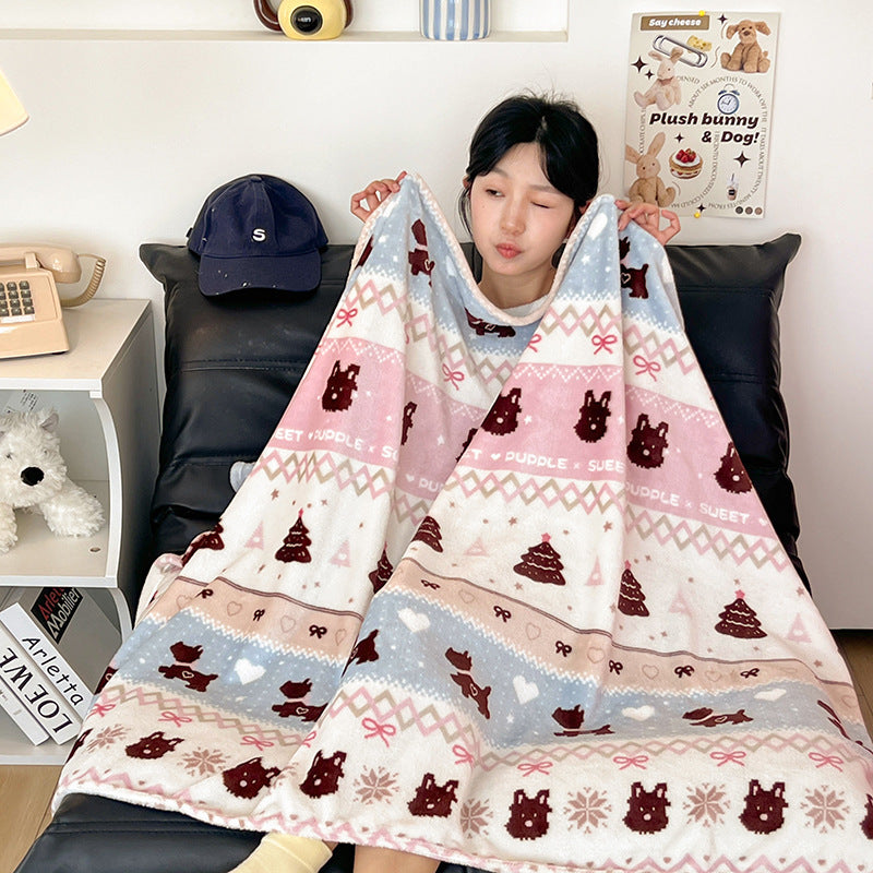 Double-sided coral fleece blanket, various sizes
