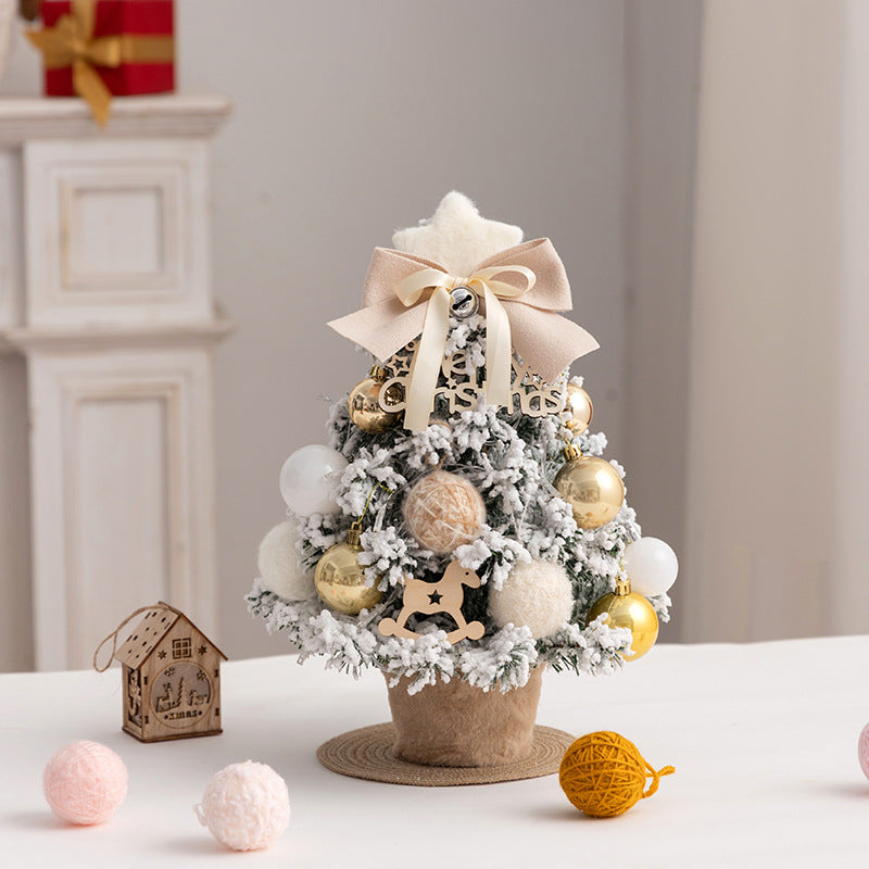 Mini Christmas tree for the table, PVC, flocked, with lighting