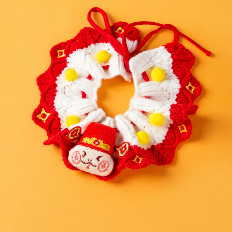 Knitted New Year Collar for Dogs and Cats