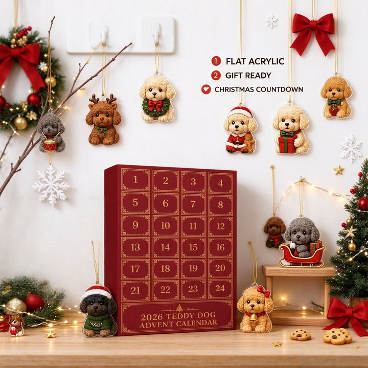 Christmas Advent Calendar made of acrylic with dog motifs