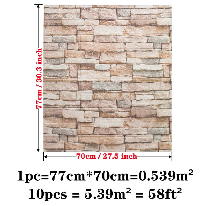 10pcs 3D Brick Pattern Waterproof Self-Adhesive Wallpaper | Stornfield