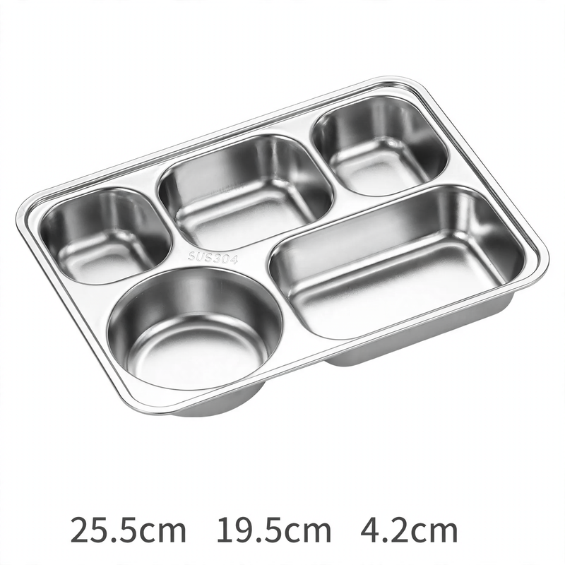 Stainless steel tray with compartments, square