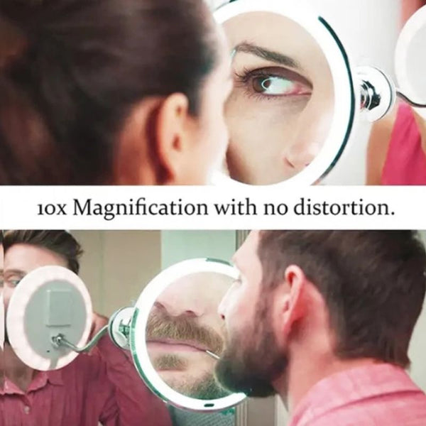 Stornfield | LED Makeup Mirror with Flexible Gooseneck | 10x Magnification | Daylight LEDs | Cosmetic Mirror