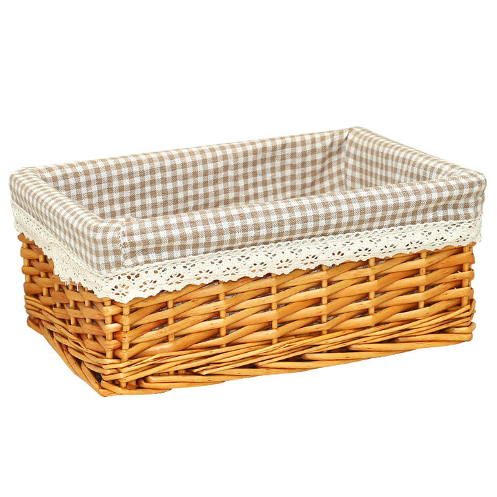 Women Braided Storage Basket with Romantic Fabric Lining Stornfield