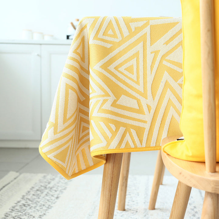 Woven jacquard tablecloth made of cotton blend with geometric triangle design Stornfield