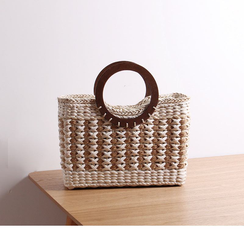 Handbag with Round Wooden Handle Stornfield