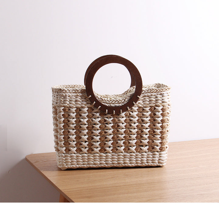 Handbag with Round Wooden Handle Stornfield