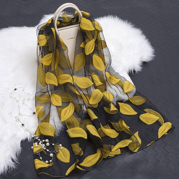 Stornfield | Silk scarf with cut flowers hollow motif