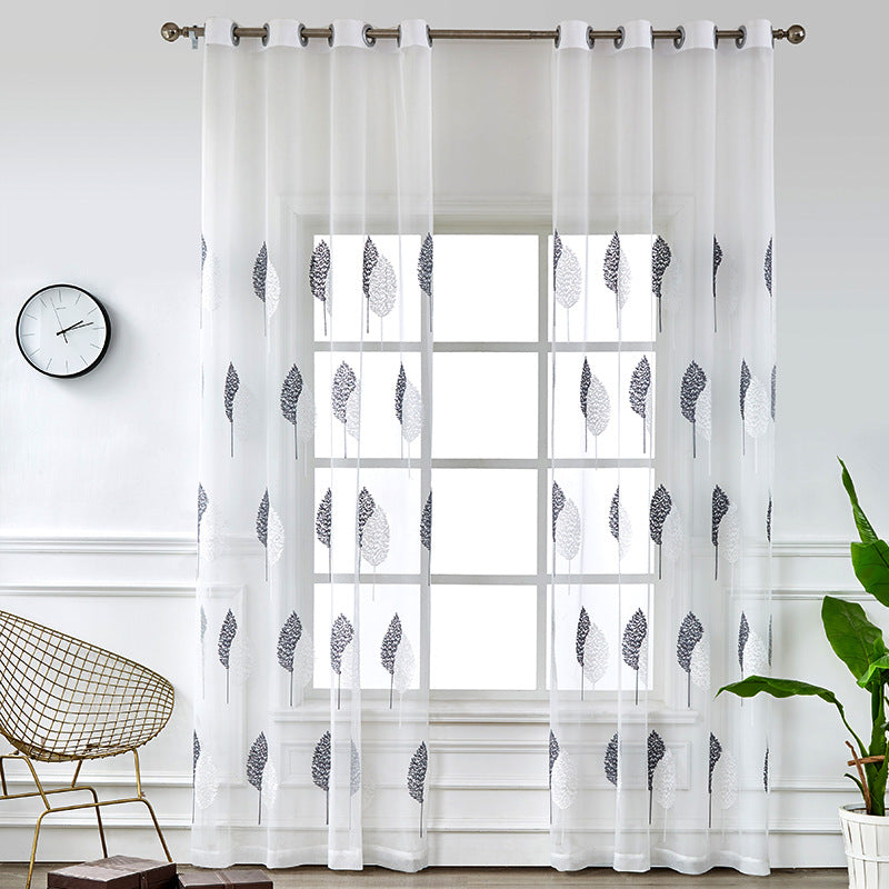 Elegant sheer curtain with leaf pattern