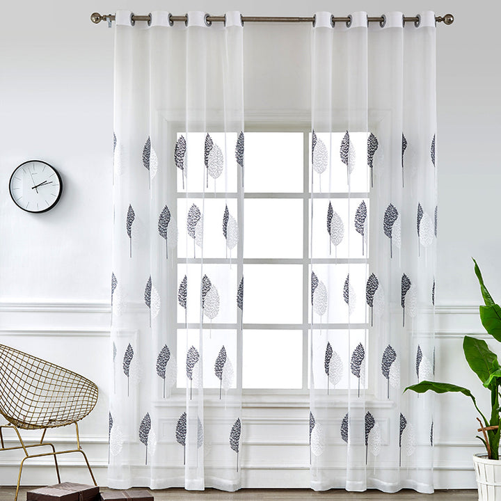 Elegant sheer curtain with leaf pattern