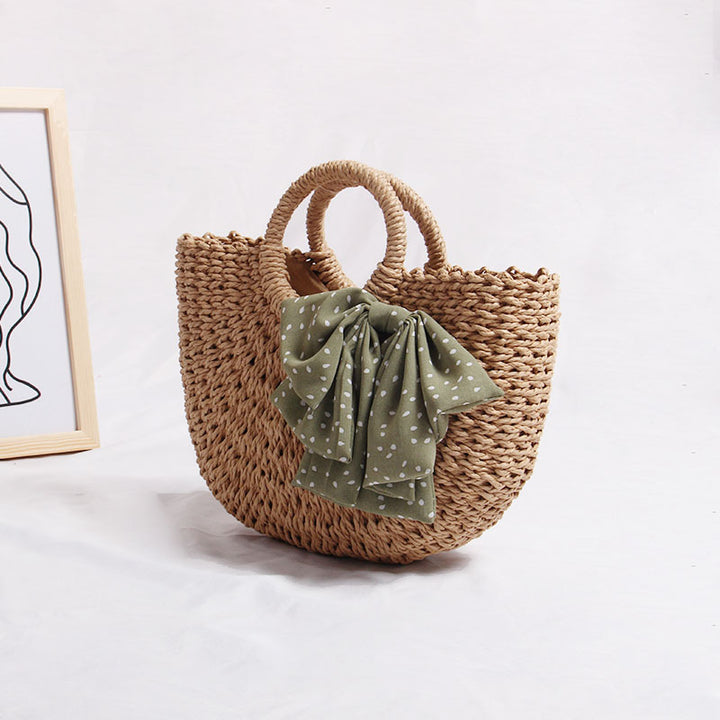 Braided basket bag with decorative scarf Stornfield