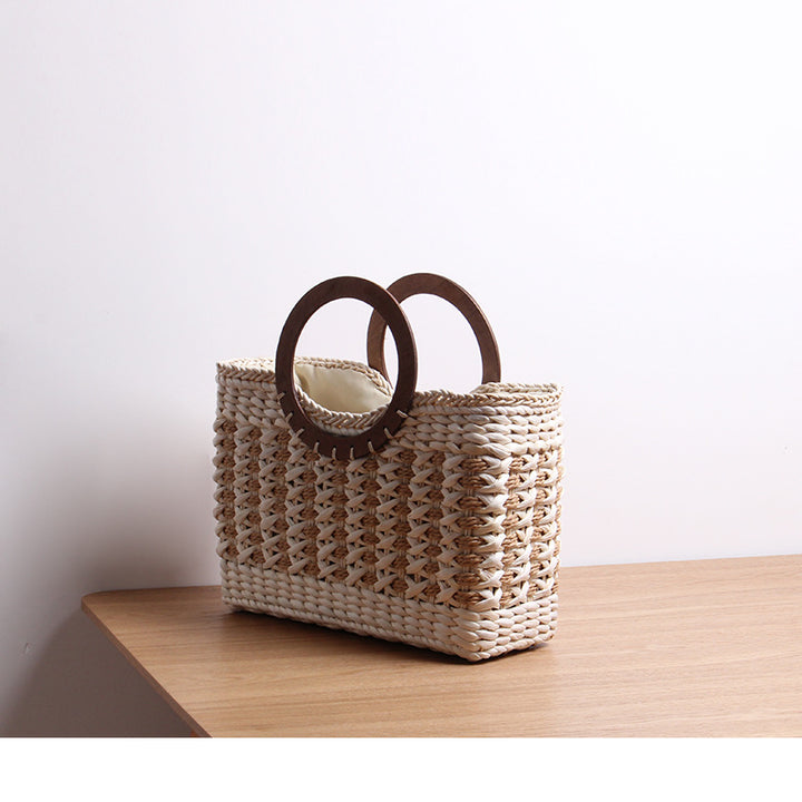 Handbag with Round Wooden Handle Stornfield