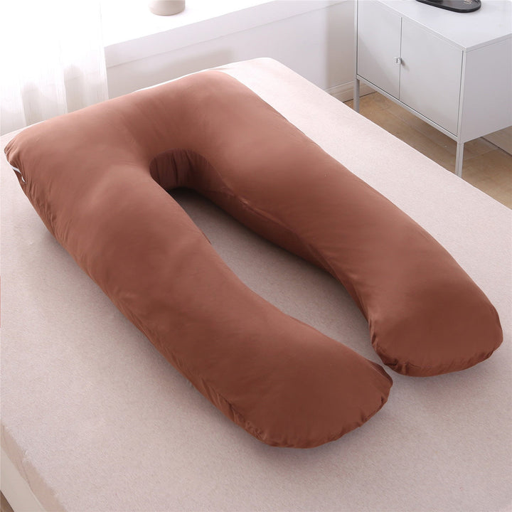 full-body U-shaped pregnancy support pillow with ergonomic lumbar and hip contour and removable breathable cover Stornfield