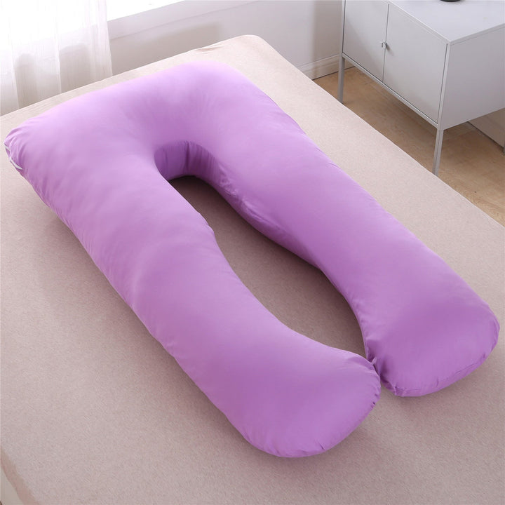 full-body U-shaped pregnancy support pillow with ergonomic lumbar and hip contour and removable breathable cover Stornfield