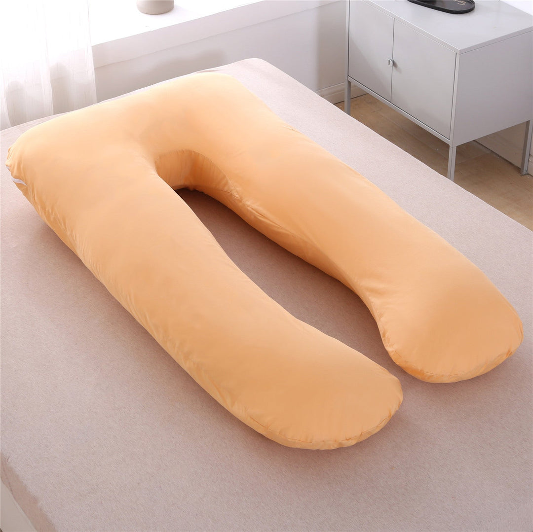 full-body U-shaped pregnancy support pillow with ergonomic lumbar and hip contour and removable breathable cover Stornfield