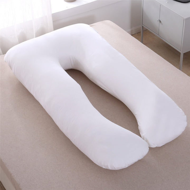 full-body U-shaped pregnancy support pillow with ergonomic lumbar and hip contour and removable breathable cover Stornfield
