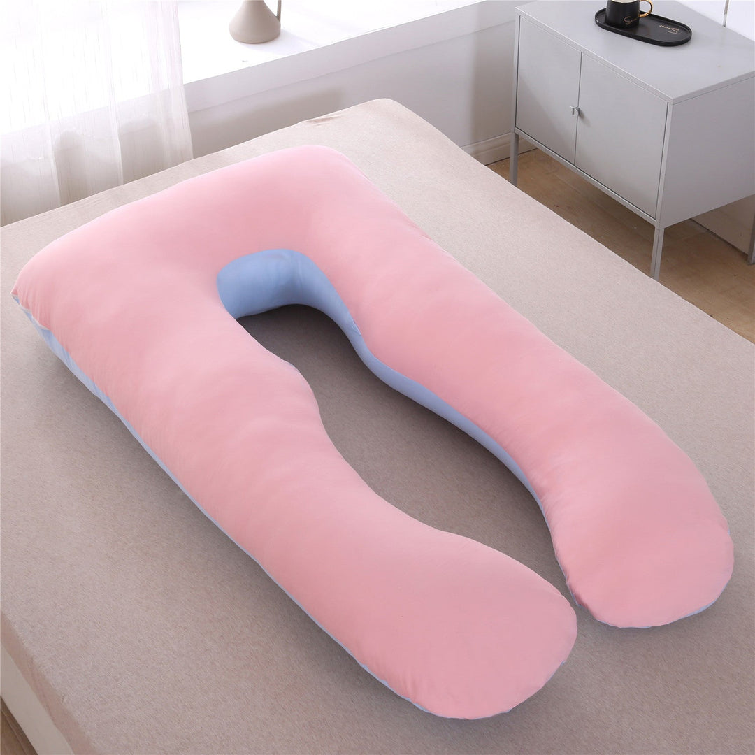 full-body U-shaped pregnancy support pillow with ergonomic lumbar and hip contour and removable breathable cover Stornfield