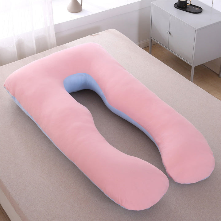 full-body U-shaped pregnancy support pillow with ergonomic lumbar and hip contour and removable breathable cover Stornfield