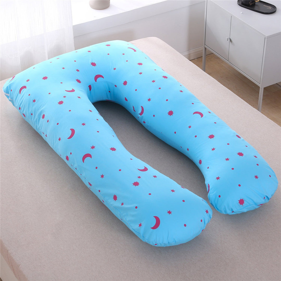 full-body U-shaped pregnancy support pillow with ergonomic lumbar and hip contour and removable breathable cover Stornfield