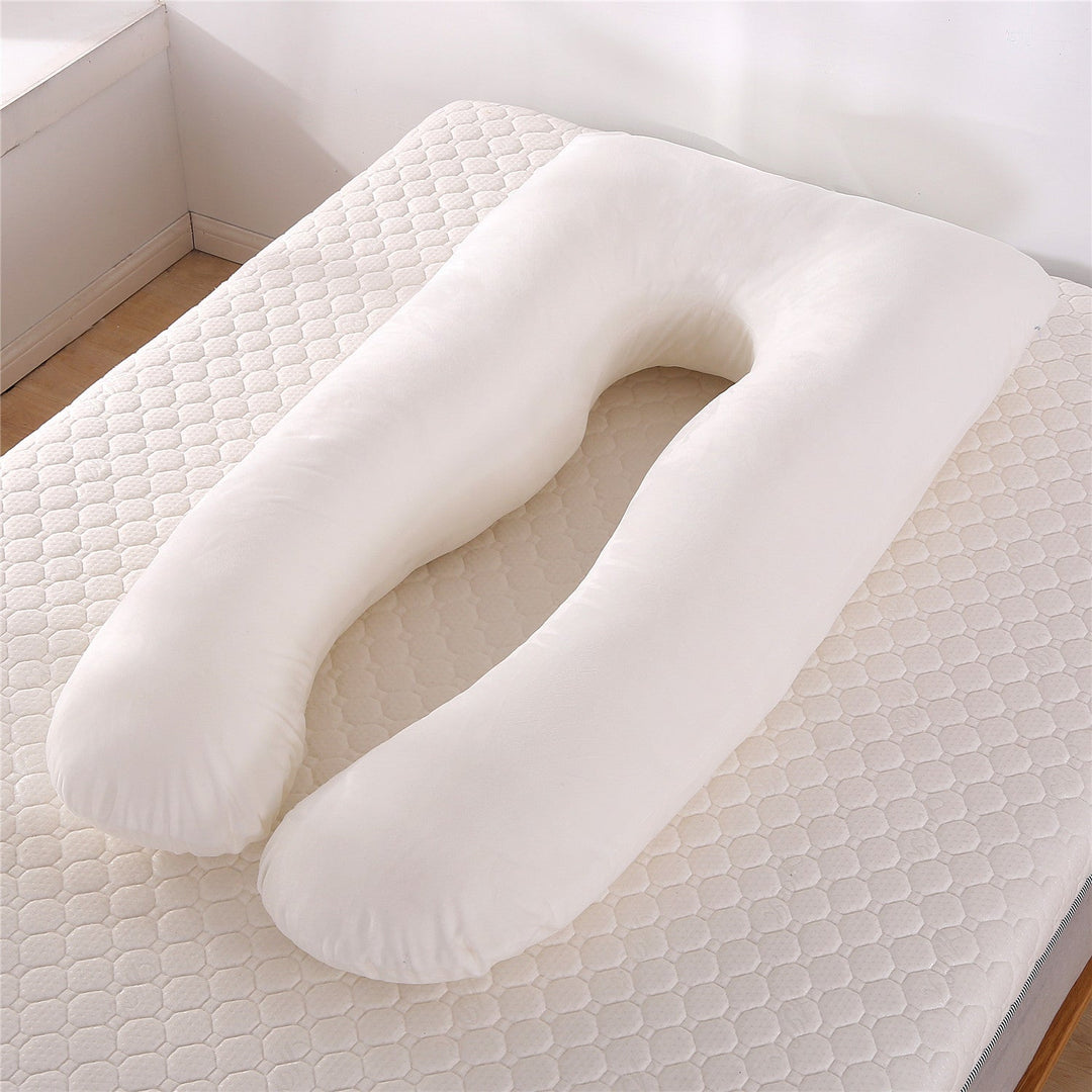 full-body U-shaped pregnancy support pillow with ergonomic lumbar and hip contour and removable breathable cover Stornfield
