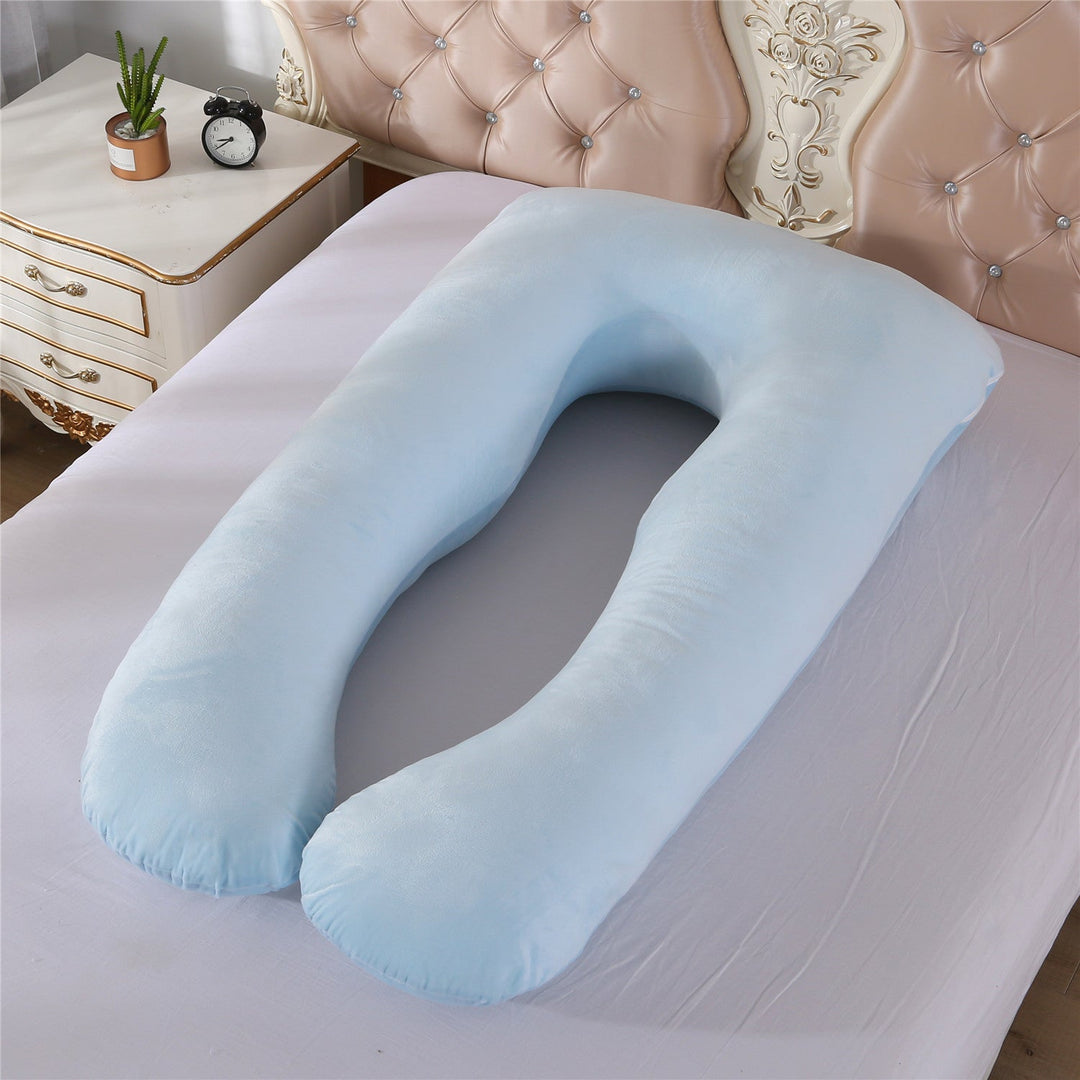 full-body U-shaped pregnancy support pillow with ergonomic lumbar and hip contour and removable breathable cover Stornfield