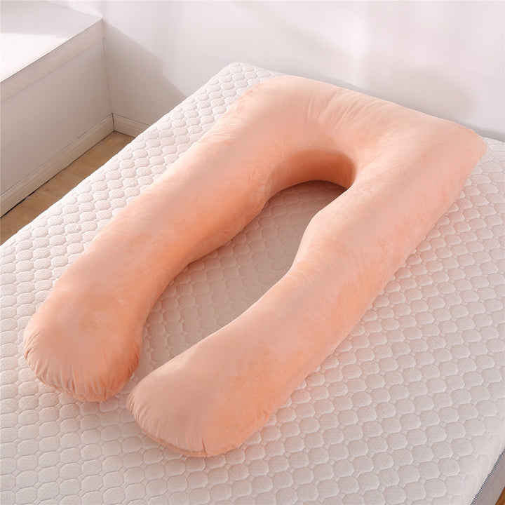 full-body U-shaped pregnancy support pillow with ergonomic lumbar and hip contour and removable breathable cover Stornfield