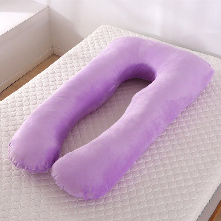 full-body U-shaped pregnancy support pillow with ergonomic lumbar and hip contour and removable breathable cover Stornfield