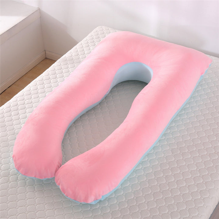 full-body U-shaped pregnancy support pillow with ergonomic lumbar and hip contour and removable breathable cover Stornfield