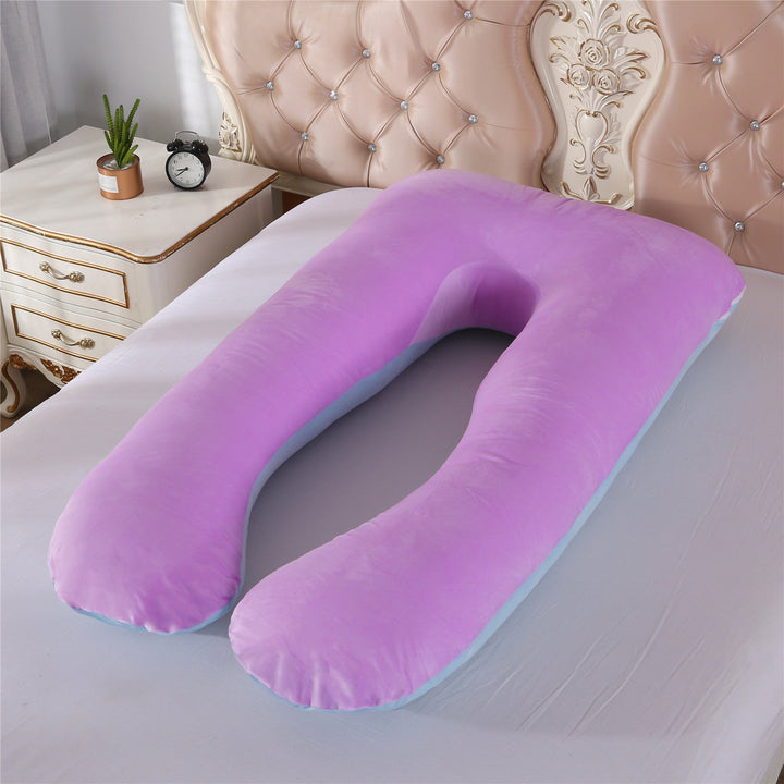 full-body U-shaped pregnancy support pillow with ergonomic lumbar and hip contour and removable breathable cover Stornfield