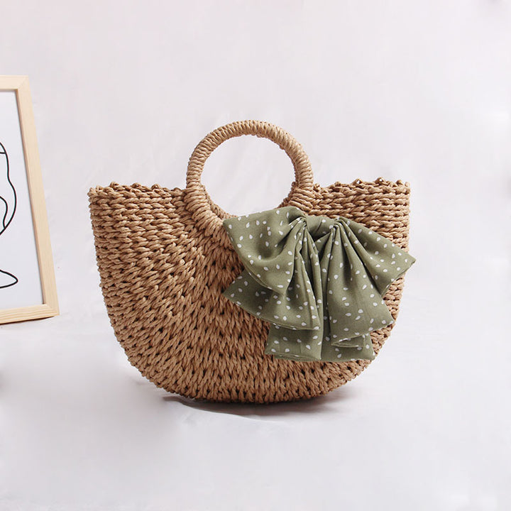 Braided basket bag with decorative scarf Stornfield
