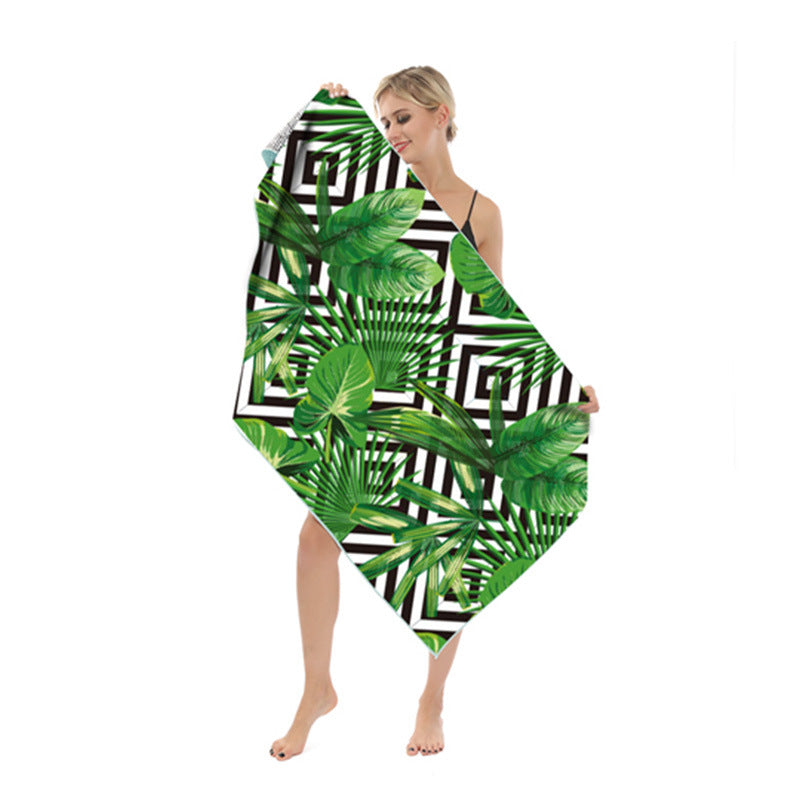 Beach towel with modern leaf and geometric design Stornfield