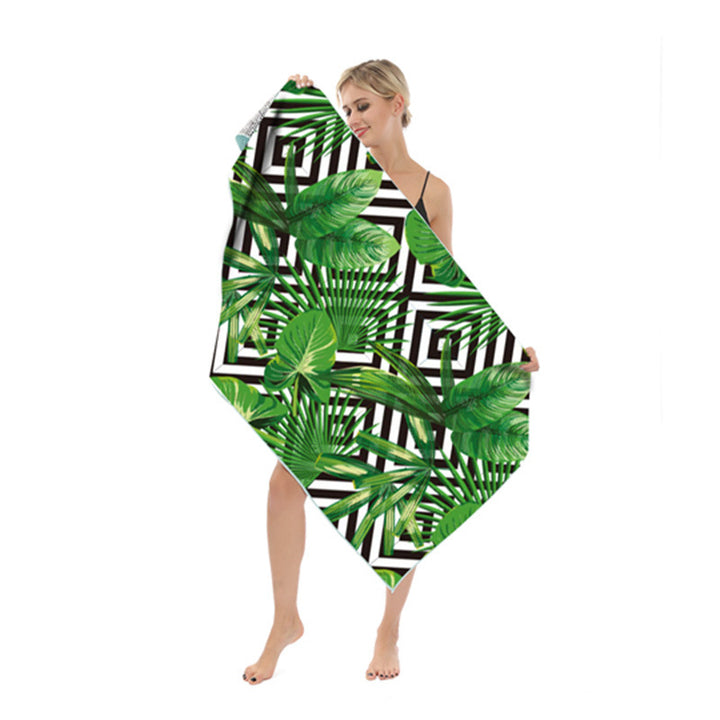 Beach towel with modern leaf and geometric design Stornfield