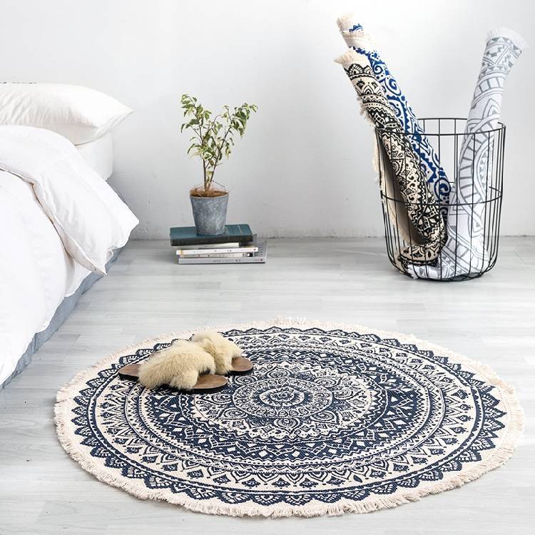 Round Bohemian Area Rug for Home