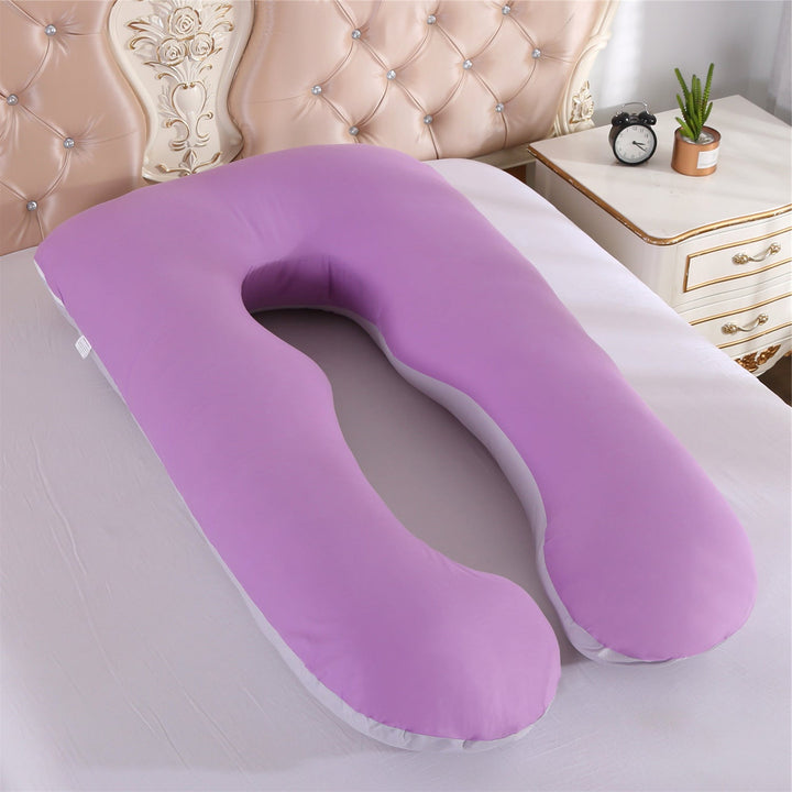 full-body U-shaped pregnancy support pillow with ergonomic lumbar and hip contour and removable breathable cover Stornfield