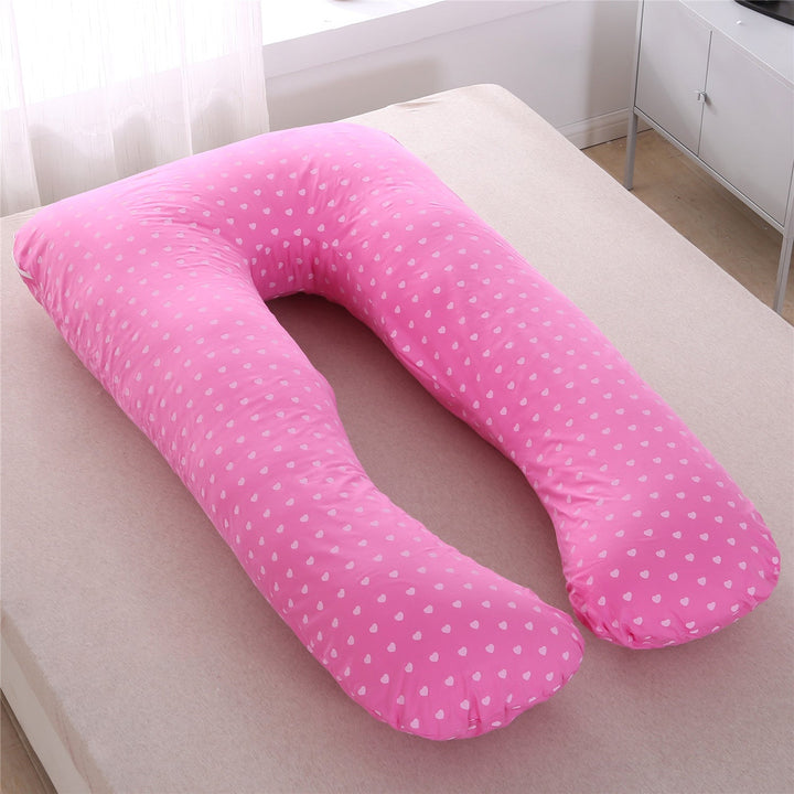 full-body U-shaped pregnancy support pillow with ergonomic lumbar and hip contour and removable breathable cover Stornfield