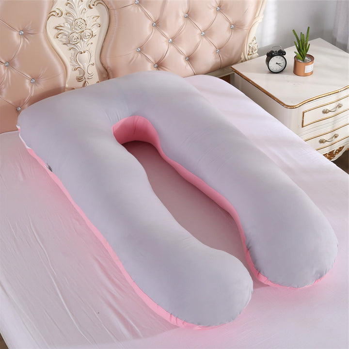 full-body U-shaped pregnancy support pillow with ergonomic lumbar and hip contour and removable breathable cover Stornfield