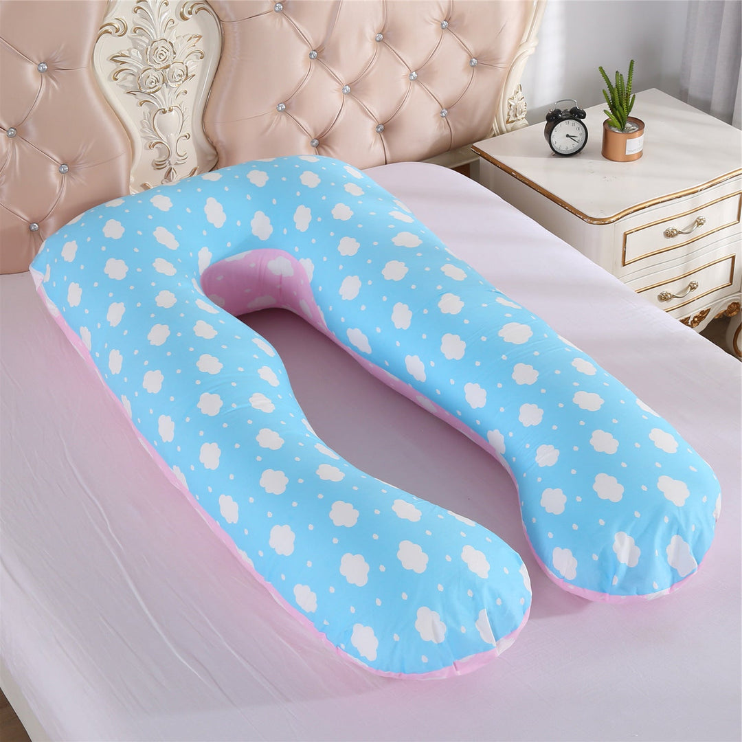 full-body U-shaped pregnancy support pillow with ergonomic lumbar and hip contour and removable breathable cover Stornfield