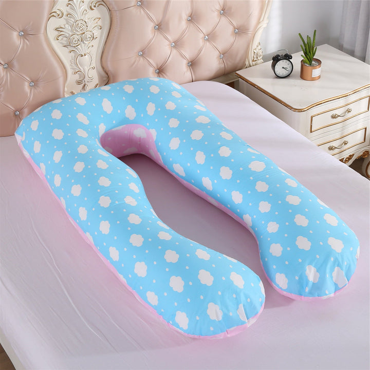 full-body U-shaped pregnancy support pillow with ergonomic lumbar and hip contour and removable breathable cover Stornfield