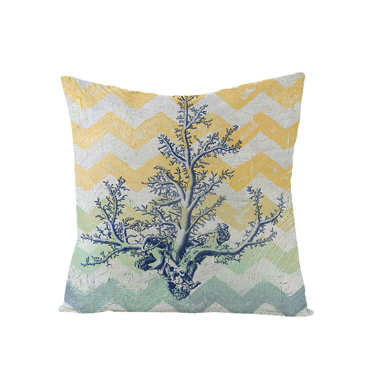 Coastal Seahorse Decorative Cotton-Linen Throw Pillow Cover